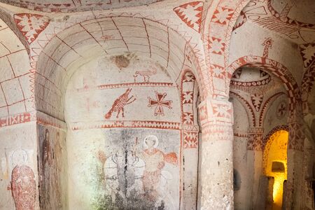 Goreme, Turkey - April 10, 2017: Christian fresco in ruined Church. The most elaborate decorative and saved church from 10th-11th centuriesのeditorial素材