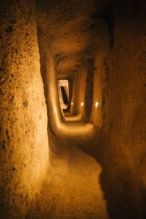 Goreme, Turkey - October 17, 2018: Explore Kaymakli ancient multi-level underground cave city in Cappadocia, Travel to Turkey.のeditorial素材