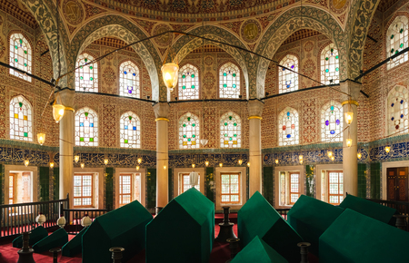 Turkey, Istanbul - March 31, 2017: The Tombs of the Sultans Selim II, Hagia Sophia Mosque in which the Sultan, his wife and family members are buried. It was the first tomb constructed on the cemeteryのeditorial素材