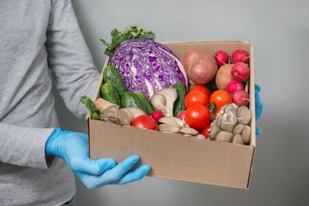 Vegetables safe home delivery during virus outbreak and quarantineの写真素材