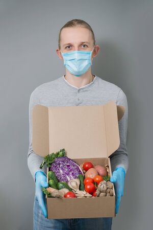 Vegetables safe home delivery during virus outbreak and quarantineの写真素材