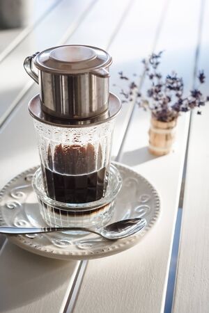 Making alternative vietnamese coffeeの写真素材