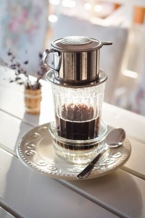 Making alternative vietnamese coffeeの写真素材