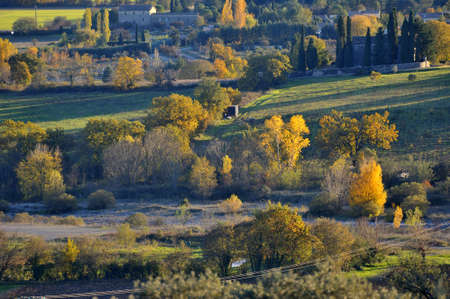 landscape of French autumn in the area of the Cevennes and the department of Gard.の写真素材