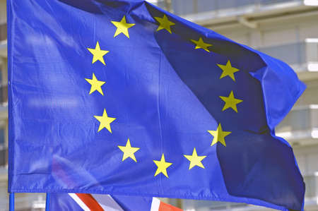 European flag floating with the wind                               の写真素材