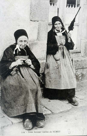 old postcard of two good olds of Bubry                                