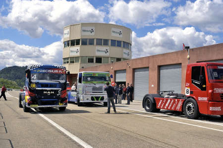Ales - France - Grand Prix of France trucks May 25th and 26th, 2013 on the circuit of the Cevennes.のeditorial素材