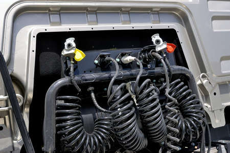 truck exposed on the circuit of the Cevennes in France at the time of the Grand Prix of France of trucksのeditorial素材