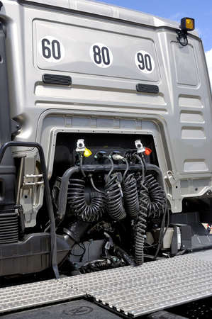truck exposed on the circuit of the Cevennes in France at the time of the Grand Prix of France of trucksのeditorial素材