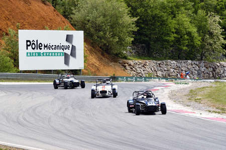 chases of Caterham on the circuit of the Cevennes with Ales in the French department of Gard the May 24th and 25th, 2013. On the circuitのeditorial素材