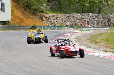 chases of Caterham on the circuit of the Cevennes with Ales in the French department of Gard the May 24th and 25th, 2013. On the circuitのeditorial素材