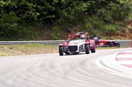 chases of Caterham on the circuit of the Cevennes with Ales in the French department of Gard the May 24th and 25th, 2013. On the circuitのeditorial素材