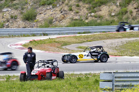 chases of Caterham on the circuit of the Cevennes with Ales in the French department of Gard the May 24th and 25th, 2013. On the circuitのeditorial素材