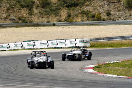 chases of Caterham on the circuit of the Cevennes with Ales in the French department of Gard the May 24th and 25th, 2013. On the circuitのeditorial素材