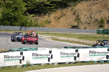 chases of Caterham on the circuit of the Cevennes with Ales in the French department of Gard the May 24th and 25th, 2013. On the circuitのeditorial素材