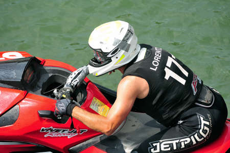 Ales - France - on July 14th, 2013 - Championship of France of Jet Ski on the river Gardon....