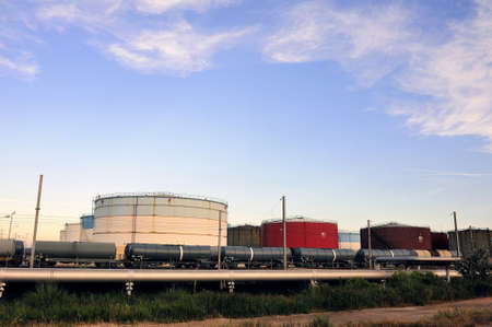 Trains tanker the evening in the marshalling yard in Fos on sea beside Marseille 