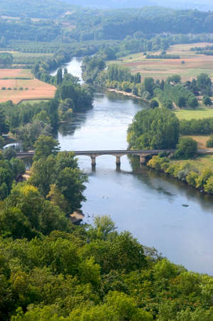 Castelnaud bridge over the Dordogneの写真素材