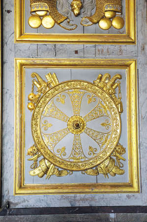 Gilded with fine gold paneling castle of Versaillesの写真素材