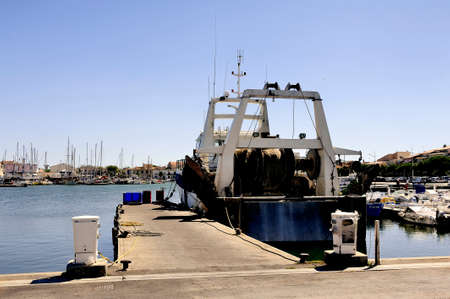 Trawler docked at the Port of Le Grau-du-Roi in the Camargue Until the next fishingのeditorial素材