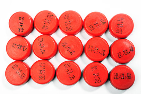 Recovery caps of plastic bottles for recycling.の写真素材