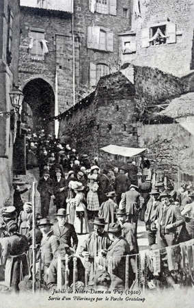 old postcard, Jubille of Our Lady of Le Puyのeditorial素材