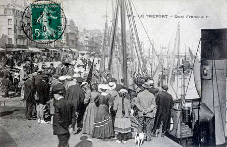 old postcard, The Treport, quai Franois firstのeditorial素材