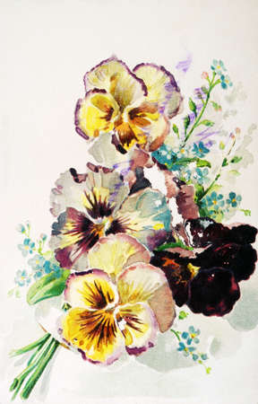 old postcard with a bouquet of flowers can be used for all occasionsの写真素材