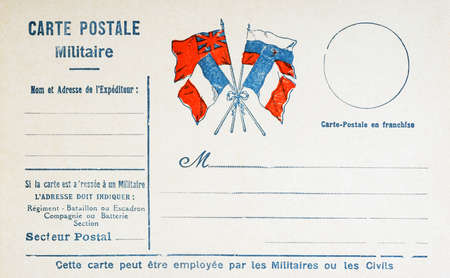 Reproduction of an old postcard of the military for connection to Their soldiers onのeditorial素材