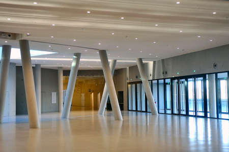 The Seine Musical is a set of buildings devoted to music and forming a vessel, inside the entrance hallのeditorial素材