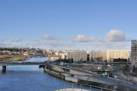 View of a district of Boulogne Billancourt since Ile Seguinのeditorial素材