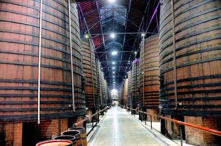 Inside the cellars of the Byrrh company in Thuir which makes its famous aperitif with wine and spicesのeditorial素材