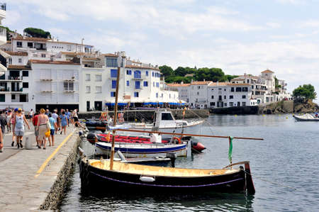 On the edge of Mediterranean Sea in Cadaques small Spanish village of Cataloniaのeditorial素材