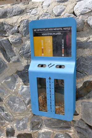 public ashtray on the beach of Collioure to encourage tourists not to throw their butts on the beach