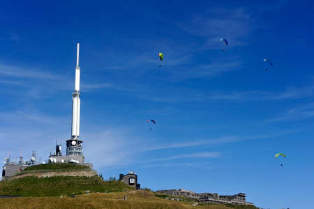Observatory and antennas at the summit of the Puy de Dome volcanoの写真素材