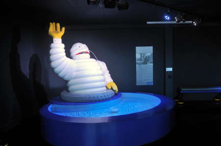 Fountain with the Bibendum having equipped the swimming pool of the sports association Michelinのeditorial素材