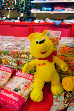 the interior and the shelves of the Haribo shop in Uzes in the French department of Gardのeditorial素材