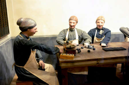 of workers preparing liquorice brand Zan Haribo museum in Uzes in the French department of Gardのeditorial素材