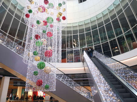 Christmas decorations and garlands in a French shopping centerのeditorial素材