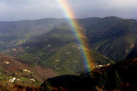 rainbow in the mountains in the Cevennes and the French department of Lozere