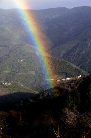 rainbow in the mountains in the Cevennes and the French department of Lozere