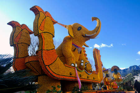 Bioves gardens in Menton during the lemon festival in February 2020.