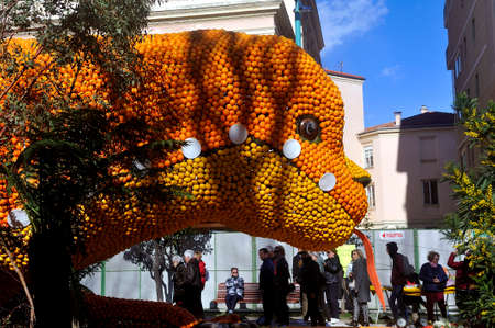 Bioves gardens in Menton during the lemon festival in February 2020.のeditorial素材