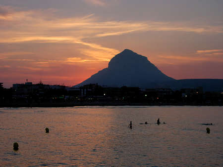 Sunset over Calpe Rock, Spain          の写真素材