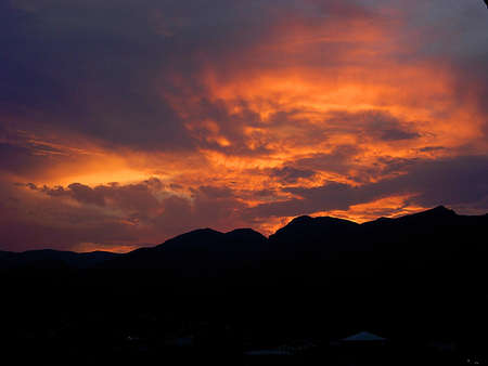 Sunset over the hills of Orba, Spain          の写真素材