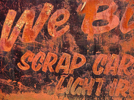 Scrap metal sign, rusty texture
