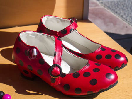 Childrens traditional flamenco dance shoesの写真素材