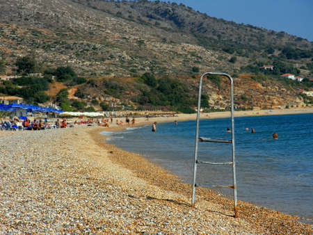 Stepladder on the beach in Skala Kefalonia Greeceのeditorial素材