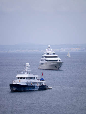 Boats in the bay of Palma Nova Majorca Spainのeditorial素材
