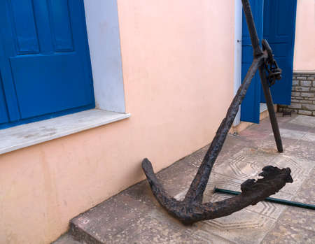 An ancient anchor outside a museum on the Island of Ithaca Greeceのeditorial素材